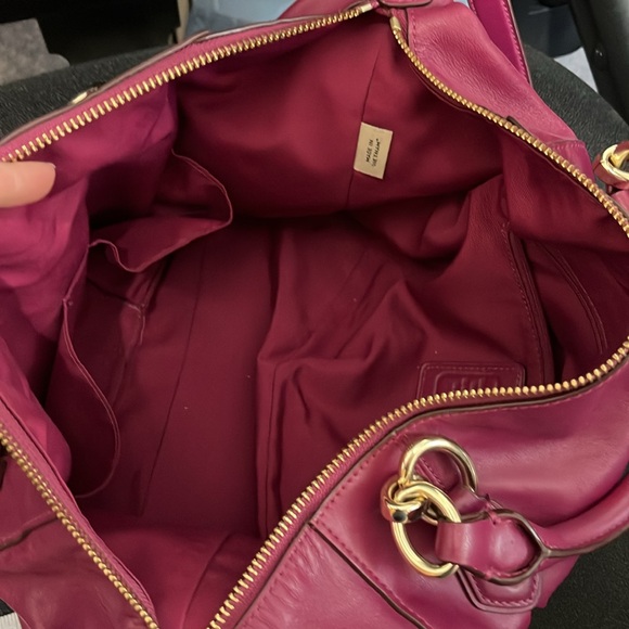 Coach Raspberry/fuscia Leather Satchel with shoulder strap. - Picture 8 of 10